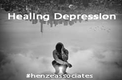 Depressed person under inverted city